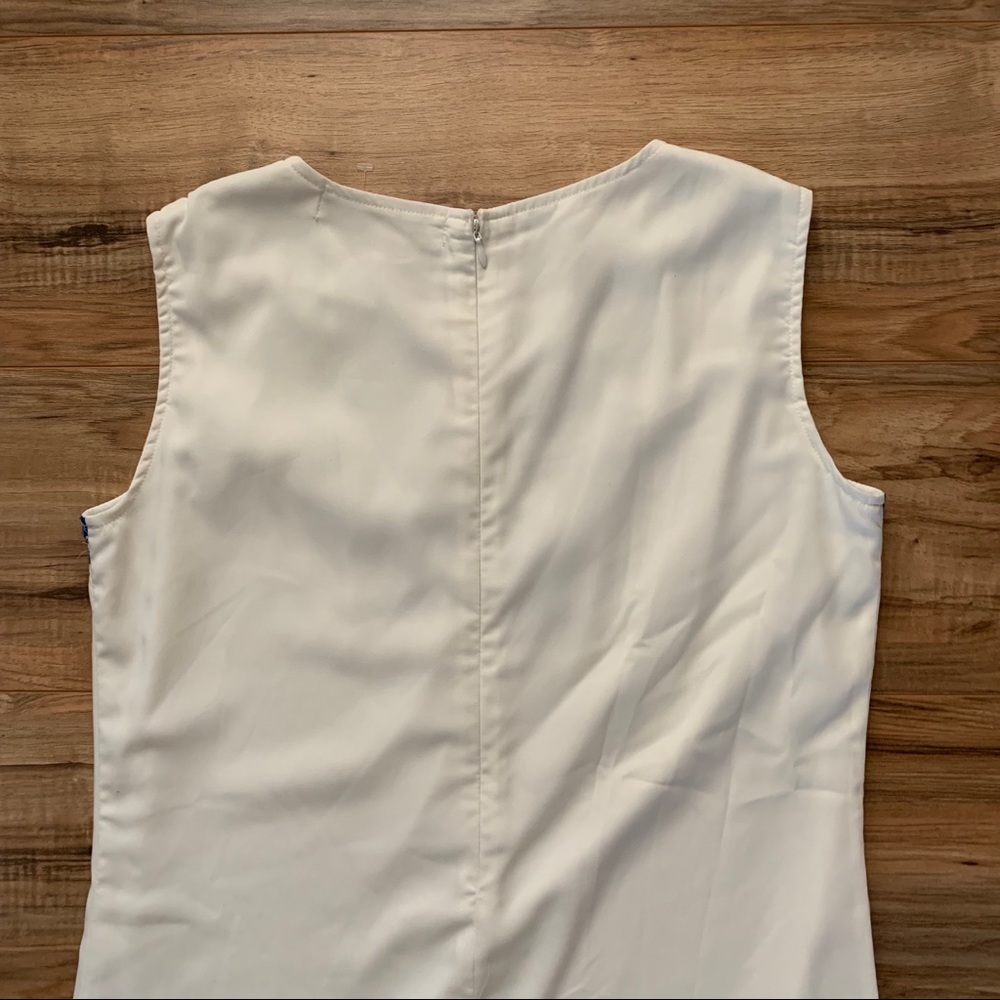 The Impeccable Pig Sleeveless White Dress W/ Blue - Picture 5 of 7